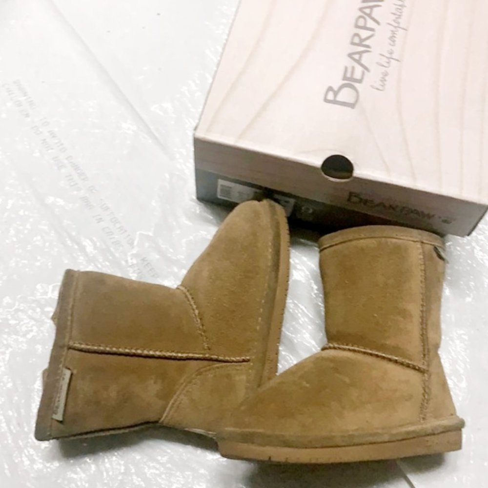 Kids bearpaw suede leather boots winter warm